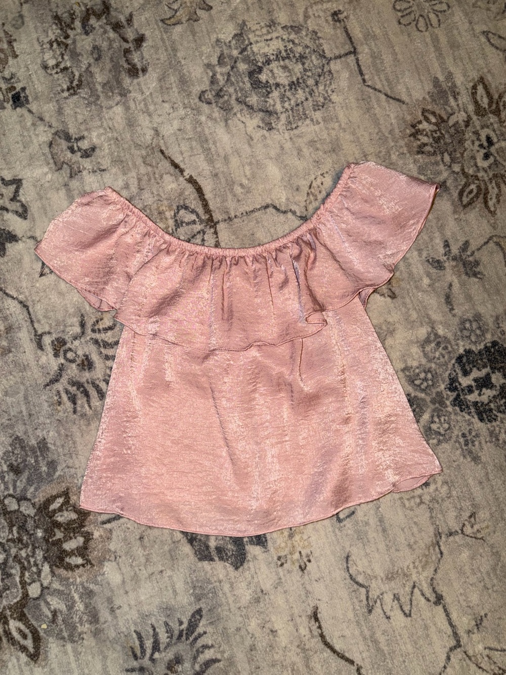 La Hearts Pink Off-Shoulder Ruffle Blouse